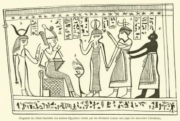 Fragment des Begräbnisrituals der alten Ägypter, von den Mormonen als eine Seite der Erinnerungen Abrahams verehrt